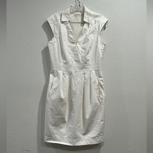 Calvin Klein white V-neck Sleeveless Collared Dress SZ 10